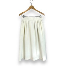 Vintage Skirt Size 8 Wool Blend Ivory Pleated Full Pockets High Waisted USA