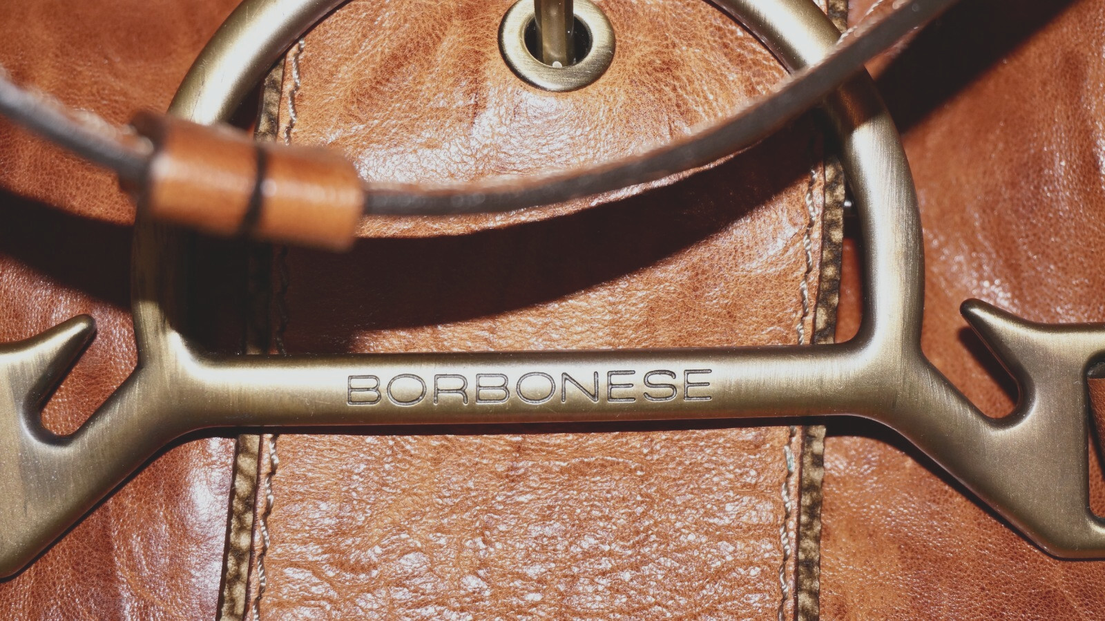 BORBONESE Rustic Ginger Tan Distressed Leather Sh… - image 3