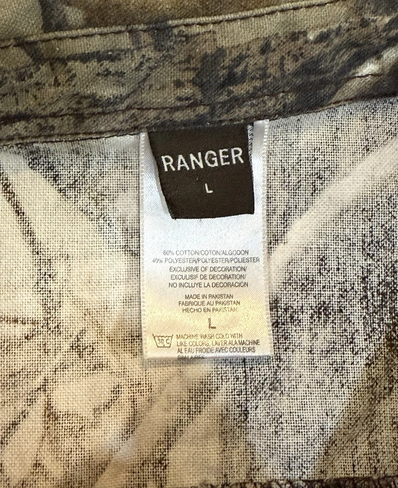 Camisa de caza de manga larga de camuflaje Ranger vintage para hombre talla L Foto 3 de 3