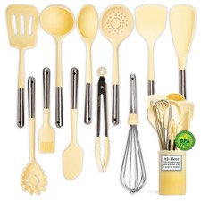 Larder  Vine 12-Piece Silicone Kitchen Cooking Utensils Set with Stainless S...