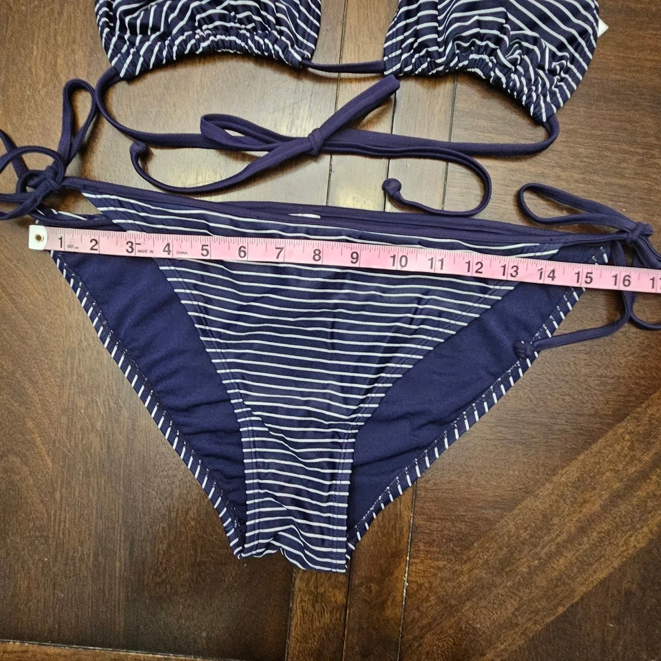 GAP Bikini Mujer Talla XL Azul Marino Blanco Rayas Triángulo Corbata Conjunto de Natación Y2K Retro Foto 2 de 4