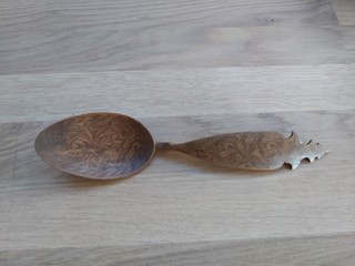 Antique Carved Wooden Spoon. 1898.