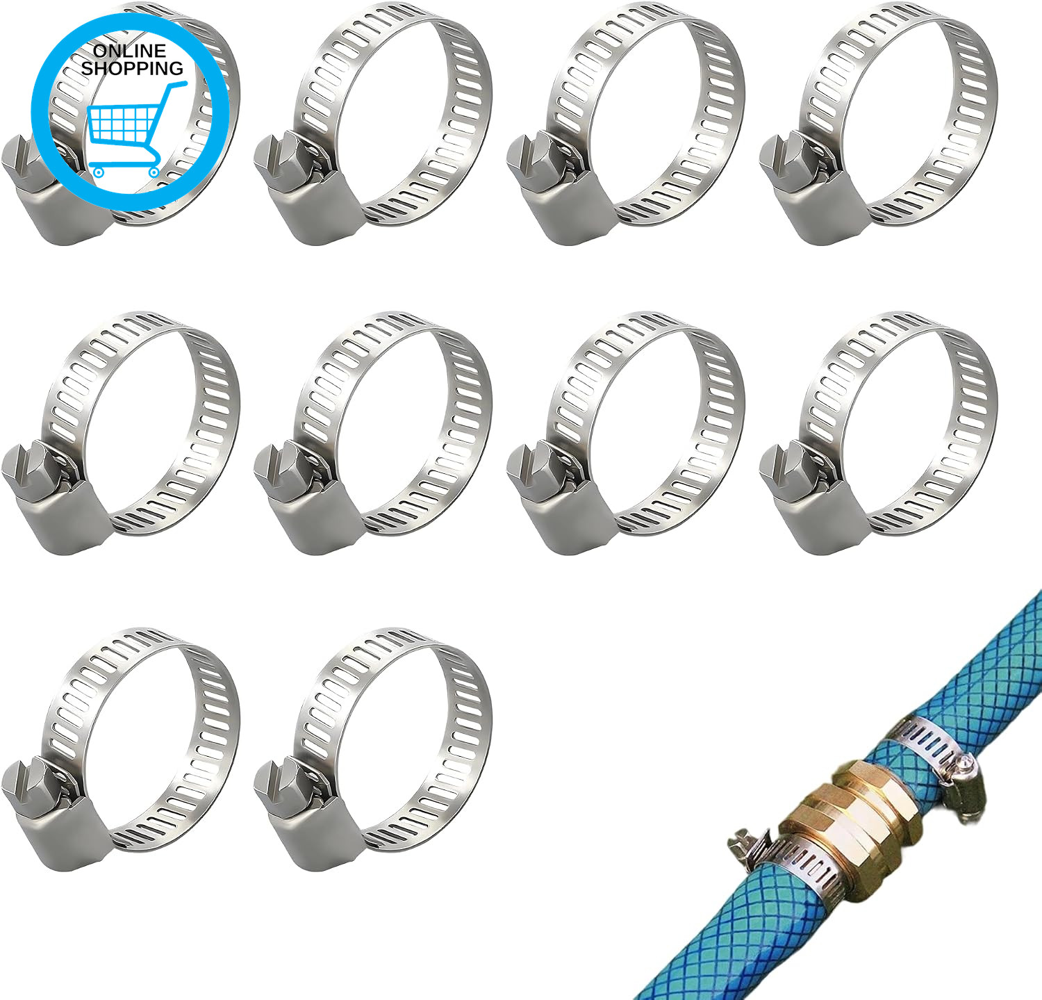 10PCS Small Jubilee Clips, 10-16Mm Hose Clips | 304 Stainless Steel Hose Clamp,