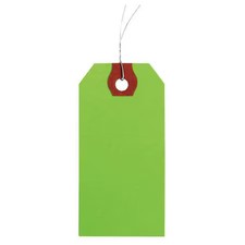 2-3/8" X 4-3/4" Green Paper Wire Tag, Includes 12" Wire, Pk1000, 4Wkx9