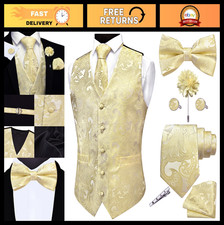 Men's V-Neck Paisley Jacquard Suit Vest Set with Bow Tie  Hanky - 7PCS Wedding