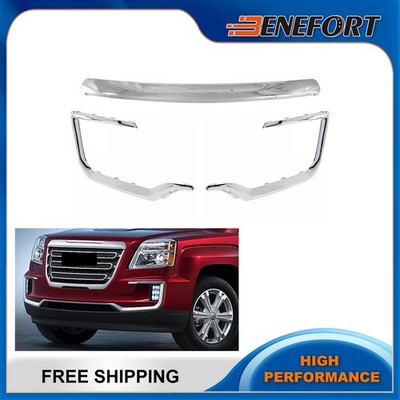 3PCS Chrome Hood Molding Trim & Bumper Trim Set For 2016-2017 GMC Terrain