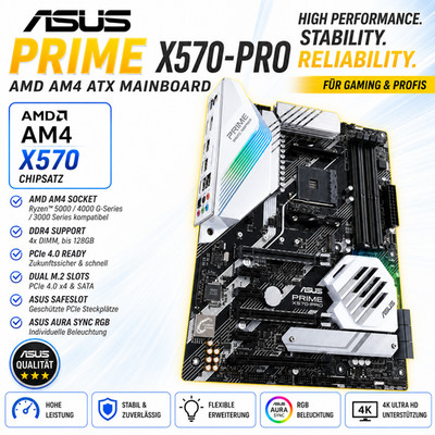 AM4 Mainboard  ASUS PRIME X570-PRO DDR4 inkl.  I / O Shield ATX Sockel AM4