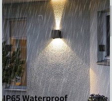 Outdoor Sconce Wall Lights Aluminum Up and Down Warm White Lamp Waterproof x2