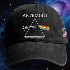 Artemis II Dark Side of The Moon Embroidered Hat, NASA Fan Space Quote Cap