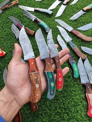 LOT OF 20PCS, 8'' FULL TANG KNIVES HAND FORGED DAMASCUS STEEL W/SHEATH TARIFFREE