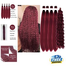 Burgundy Red Pre-Stretched Boho Braiding Hair for Effortless Curls - 26 Inches