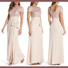 NWD $189 Adrianna Papell [ 14 ] Embroidered Bodice Mermaid Gown in Blush #S156