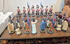 Large Napoleon Battle Of Waterloo Resin Chess Set With Pewter Bases 2" Squares!
