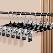 Pants Hangers with Clips 30 Pack Adjustable Non-Slip Heavy Duty Skirt Hangers...