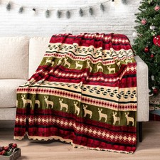 50x60" Red Christmas Holiday Fleece Throw Blanket Soft Plush Warm Winter