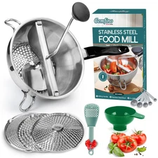 Stainless Steel Food Mill With 3 Milling Discs,Ergonomic design Rotary hand c...