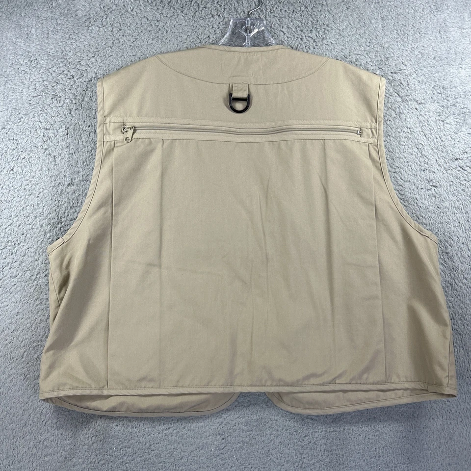 LL Bean Vest Mens Medium Tan Outdoor Utility Safari Guide Fishing Hunting Camp - Image 2 of 4