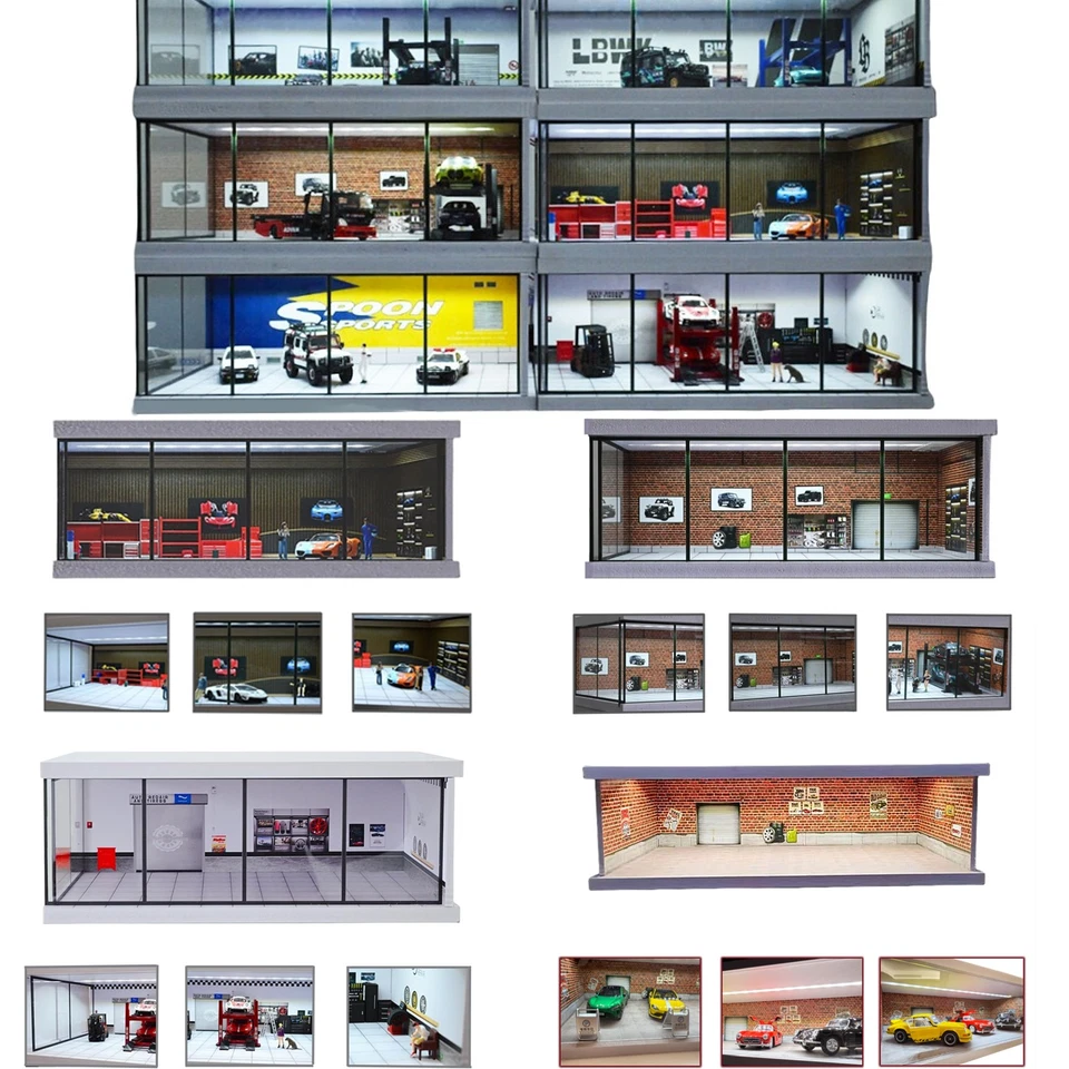 1/43 Diorama Car Garage Model LED Lighting Car Showroom Scene Display Model Toy - Image 2 of 4