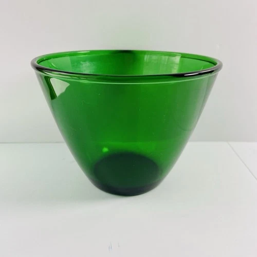 Vintage Anchor Hocking Forest Green Splashproof Glass Mixing Bowl 5.5” Wide MCM