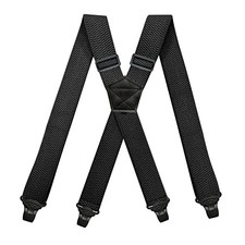 Airport Friendly Suspenders,NO buzz Plastic 4 Clips 1.5 inch Medium Black