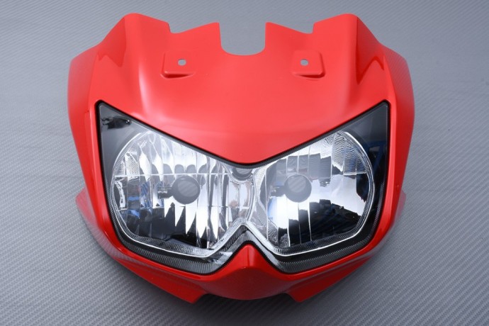 Tête de fourche rouge en ABS injecté avec optique de phare intégré pour Kawasaki Z1000