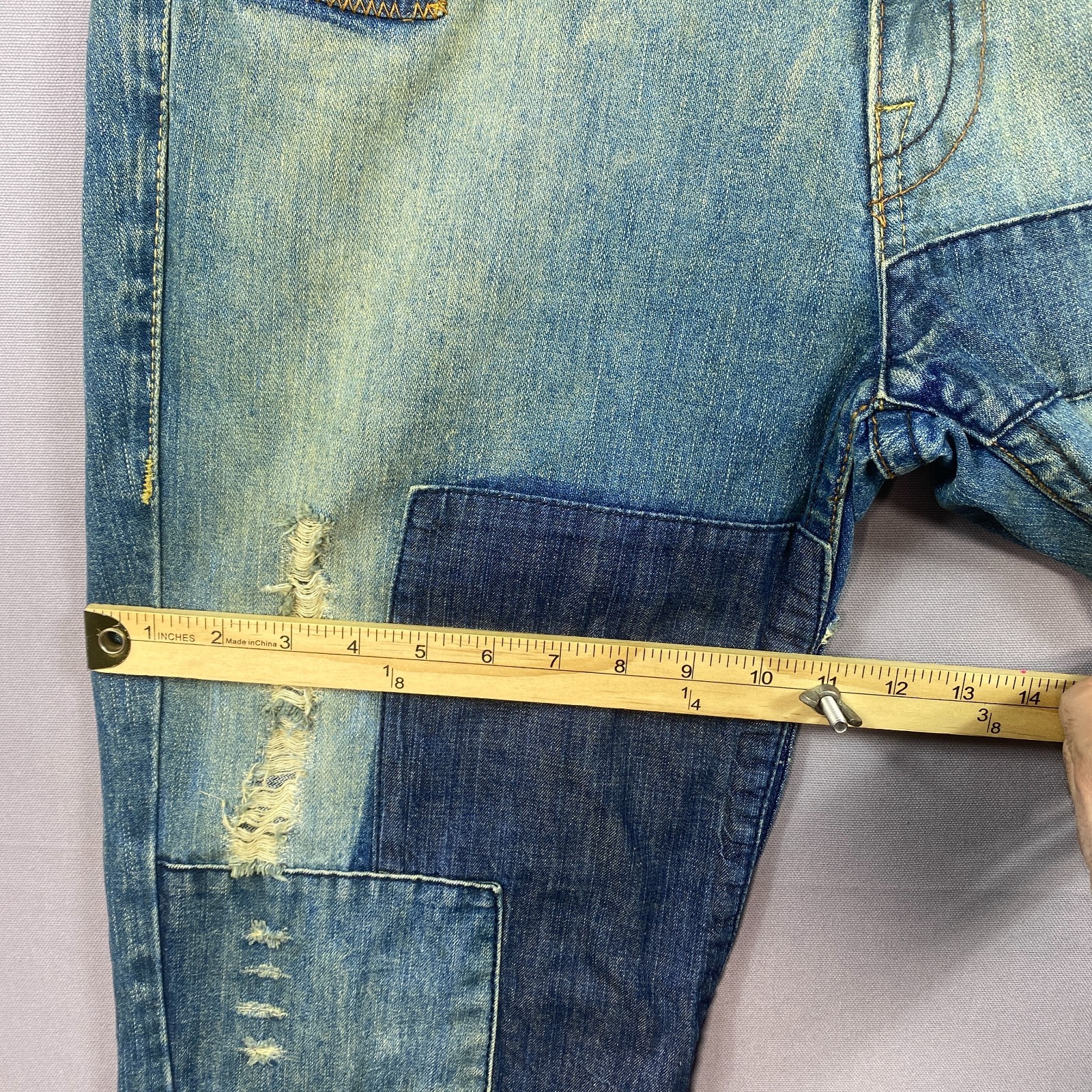 True Religion Jeans 38x34 fits 34x34 Joey Flare Mud Wash Patched Y2K Grunge image 5
