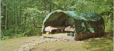 Postcard Grand Valley PA Hogan Area Camping Green Hill Wesley Woods Post 1983