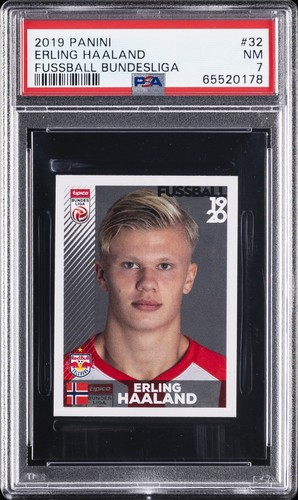 2019 PANINI FUSSBALL BUNDESLIGA #32 ERLING HAALAND ROOKIE RC PSA 7