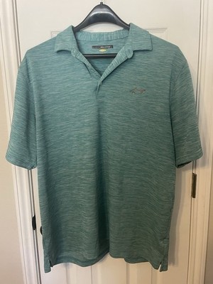 Greg Norman  Men's Green Solid Logo Short Sleeve Collared Polo Shirt Size XL