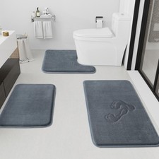 Bathroom Rugs Sets 3 Piece, Non-Slip  Quick Dry Bath Mat Set, Ultra Soft Velvet