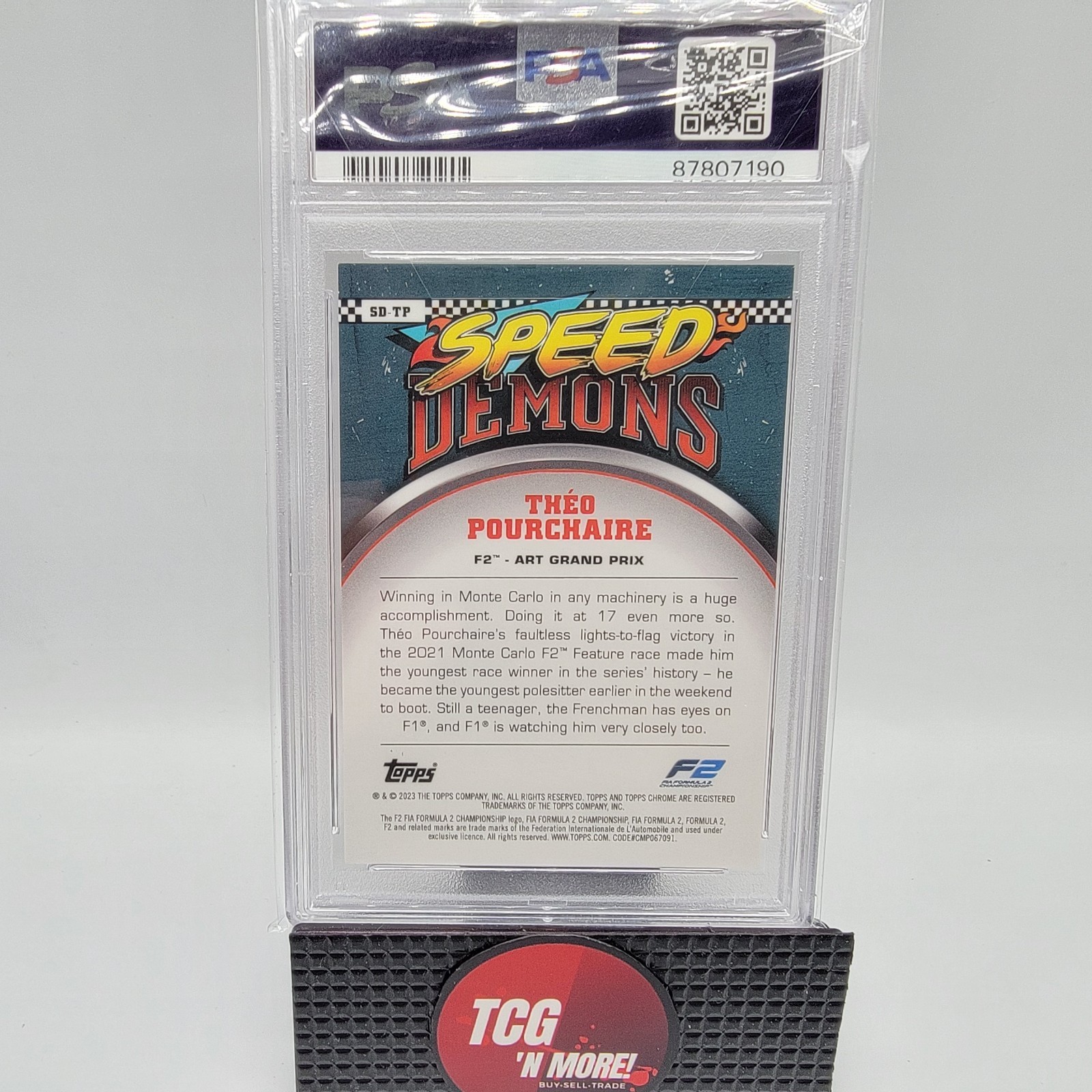 2023 Topps Chrome Formula 1 F1 Speed Demons Theo Pourchaire Orange #19/25 PSA 10 view 2