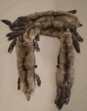 Vintage 4 Full Body Genuine Mink Fur Collar Stole Wrap Scarf - Head Feet Tail