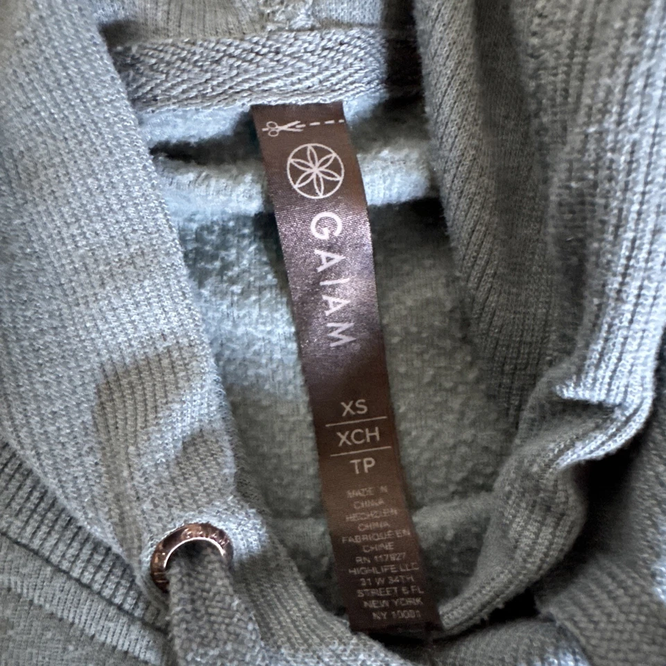Sudadera con capucha pulóver ligera extra pequeña azul aguamarina Gaiam para mujer Foto 3 de 4