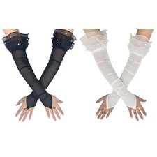 Antique Sheer Gloves Arm Sleeves for Wedding Bridal Shower 1920s Cosplay Event