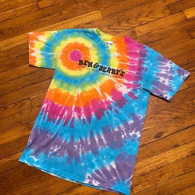 Vintage Y2K Ben & Jerry s vermont Ice cream tie dye tee shirt size men s small