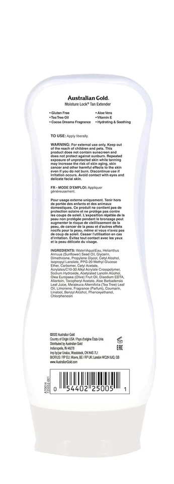 Loción hidratante Moisture Lock Tan Extender, 8 onzas | Nutre la piel y el bloqueo Foto 4 de 4