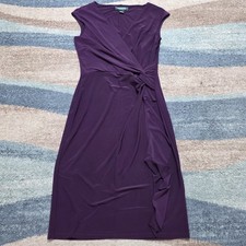 Lauren Ralph Lauren Purple Twist Front Sheath Dress Sleeveless Womens size 4