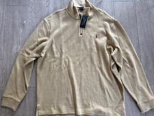 NEW Polo Ralph Lauren Quarter Zip Estate Rib Pullover Sweater Men Size XL Carmel