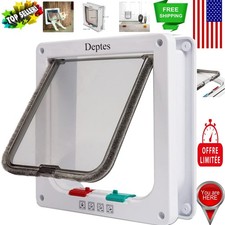 Elegant Weather-Resistant Medium Cat Flap Door with 4-Way Lock - White