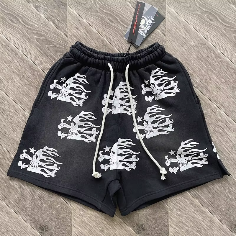 Hellstar Skull Shorts Men's Black Heavyweight Cotton Drawstring