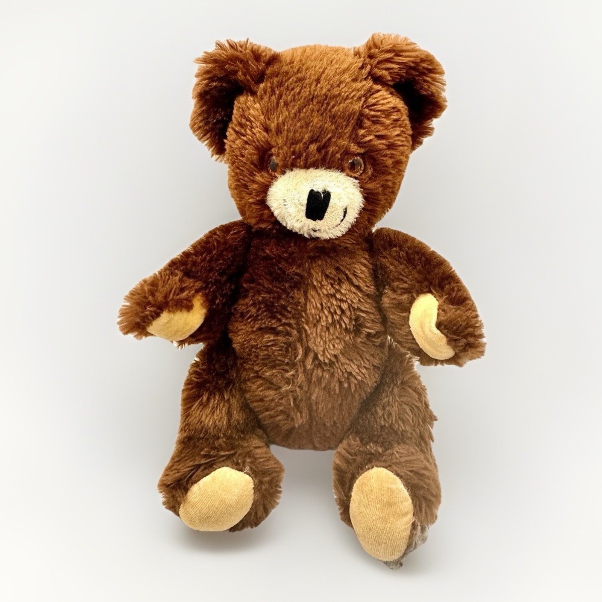 Vintage 1970s Fully Jointed Teddy Bear Brown Plush 14” Made in