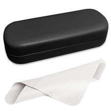 Glasses Case Large Hard Shell Eyeglasses Case PU Leather Protective for Black