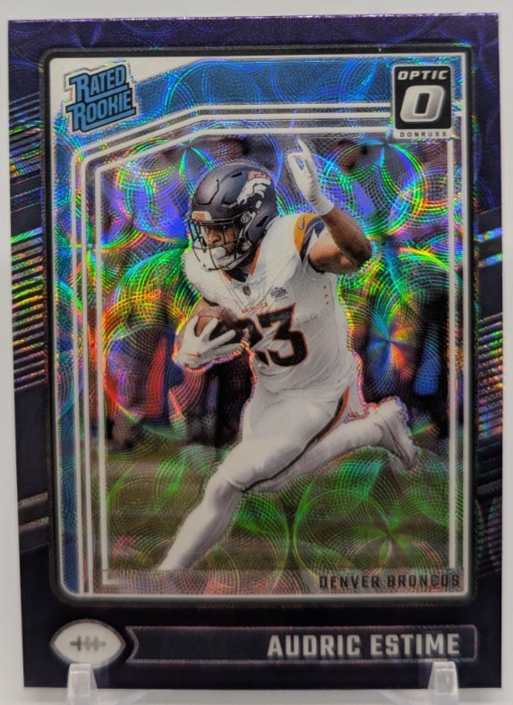 2024 Donruss Optic Audric Estime Rated Rookie Purple Scope Prizm RC #206 Broncos