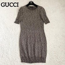 GUCCI Short sleeves Dress Cotton M Brown From Japan
