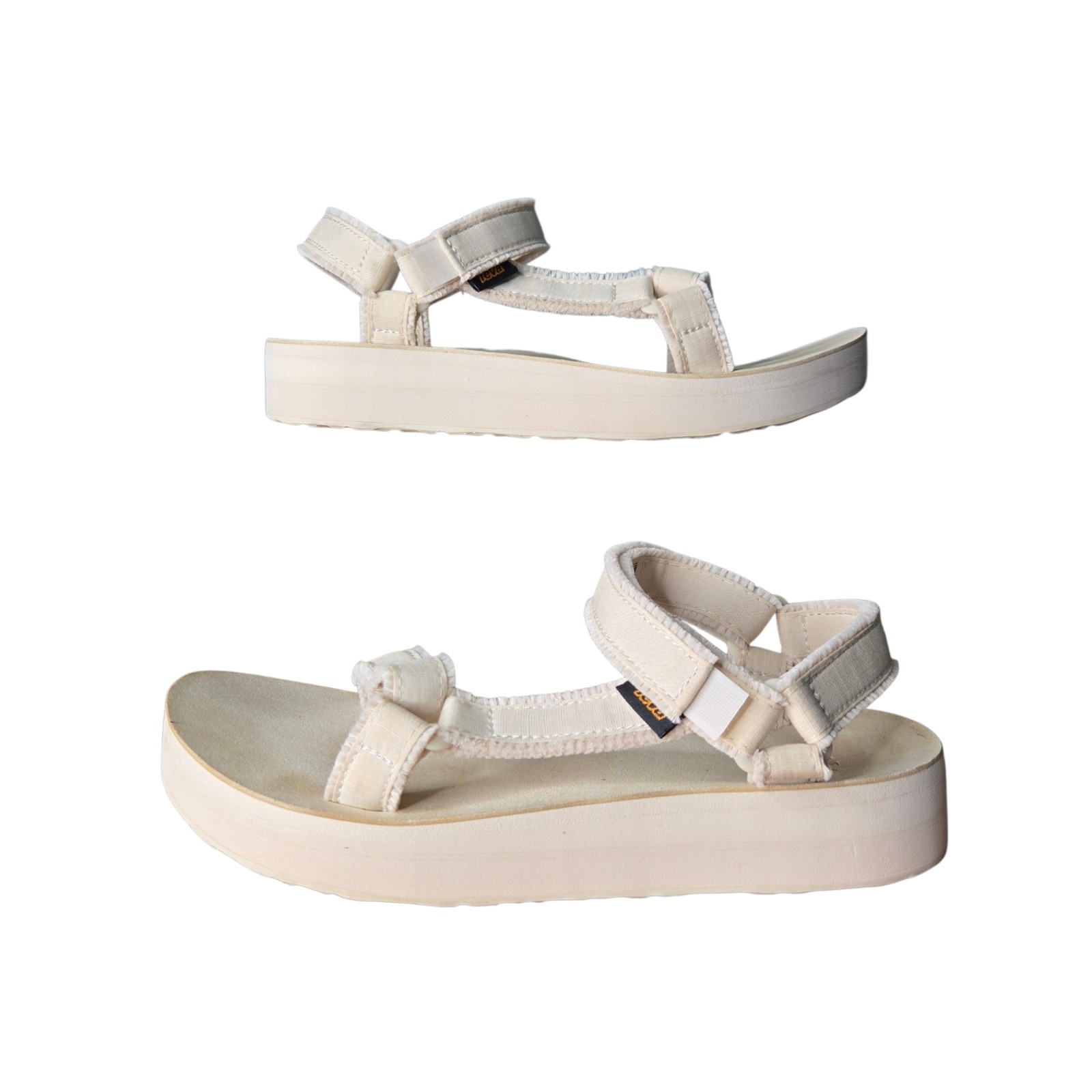 TEVA Womens Birch Off White Midform Universal Soft Canvas Sandals Size 8