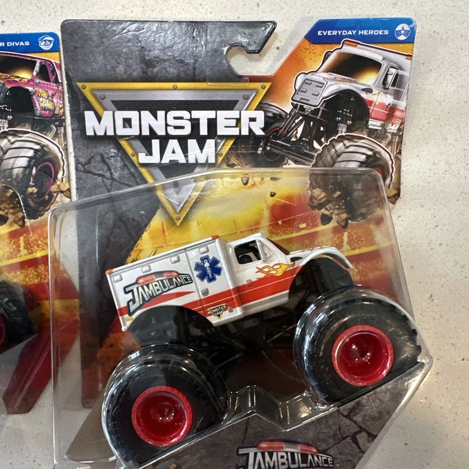 2025 Monster Jam Stone Crusher and Jambulance Lot of Two Monster Trucks - Image 3 of 4