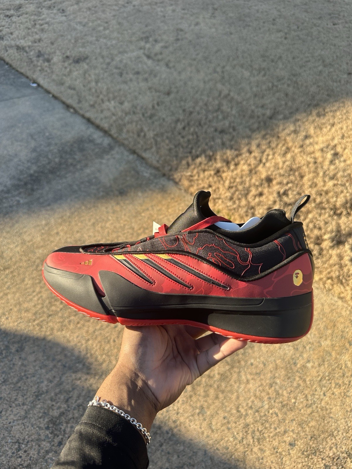 Adidas Dame 9 x Bape a Bathing Ape Red Black and Gold  Size 14