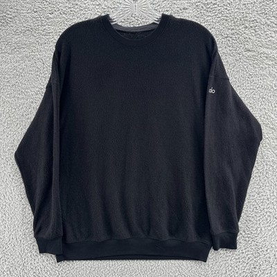 Alo Sweatshirt Mens Medium M Black Crew Neck Fleece Gym Yoga