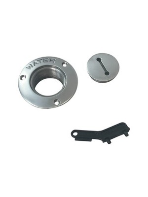 Perko 0528 Water Deck Fill, 3 5/8in Flange OD, For 1 1/2in Pipe, w/ Key, NEW OEM