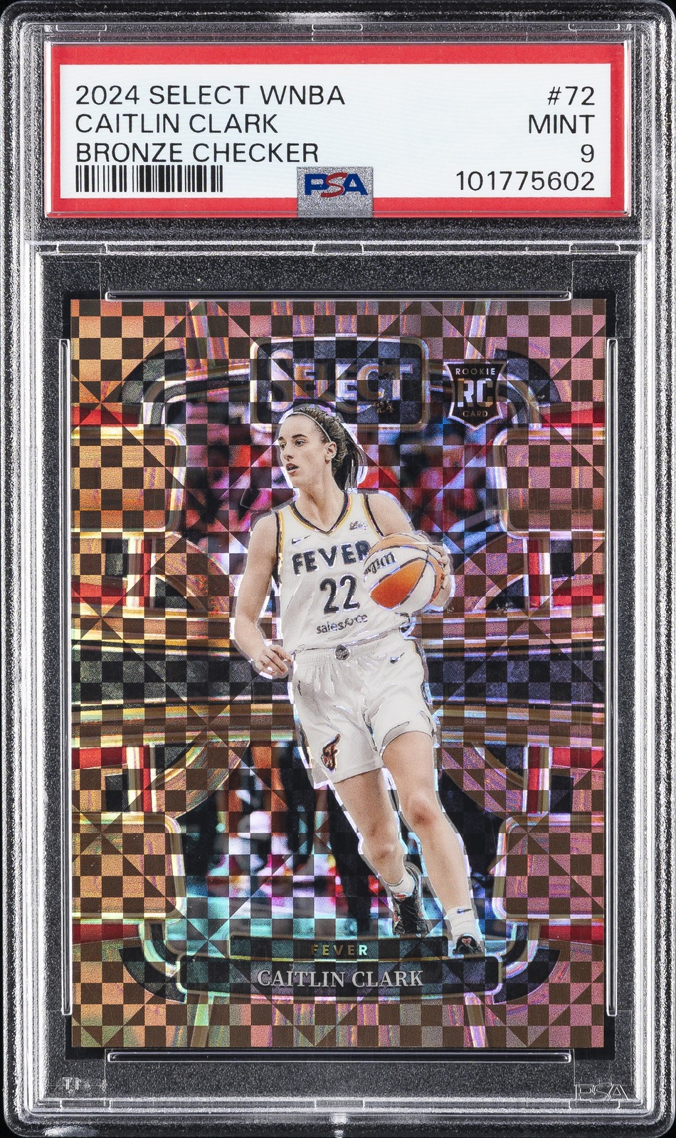 2024 PANINI SELECT WNBA BRONZE CHECKER #72 CAITLIN CLARK 40/49 PSA 9
